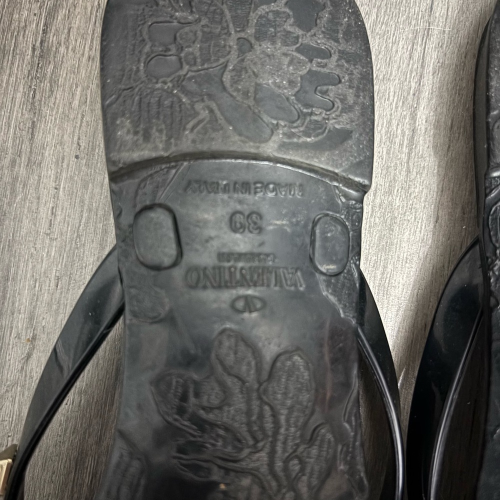 Valentino Black Sandals with Gold Studs - Picture 5 of 6